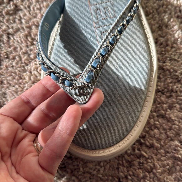 CHANEL denim chain flip flops size 40 - Picture 8 of 14